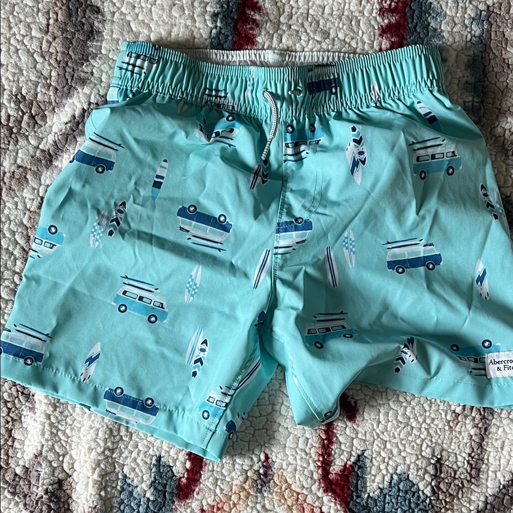 Abercrombie & Fitch Turquoise Swim Shorts with Van Pattern